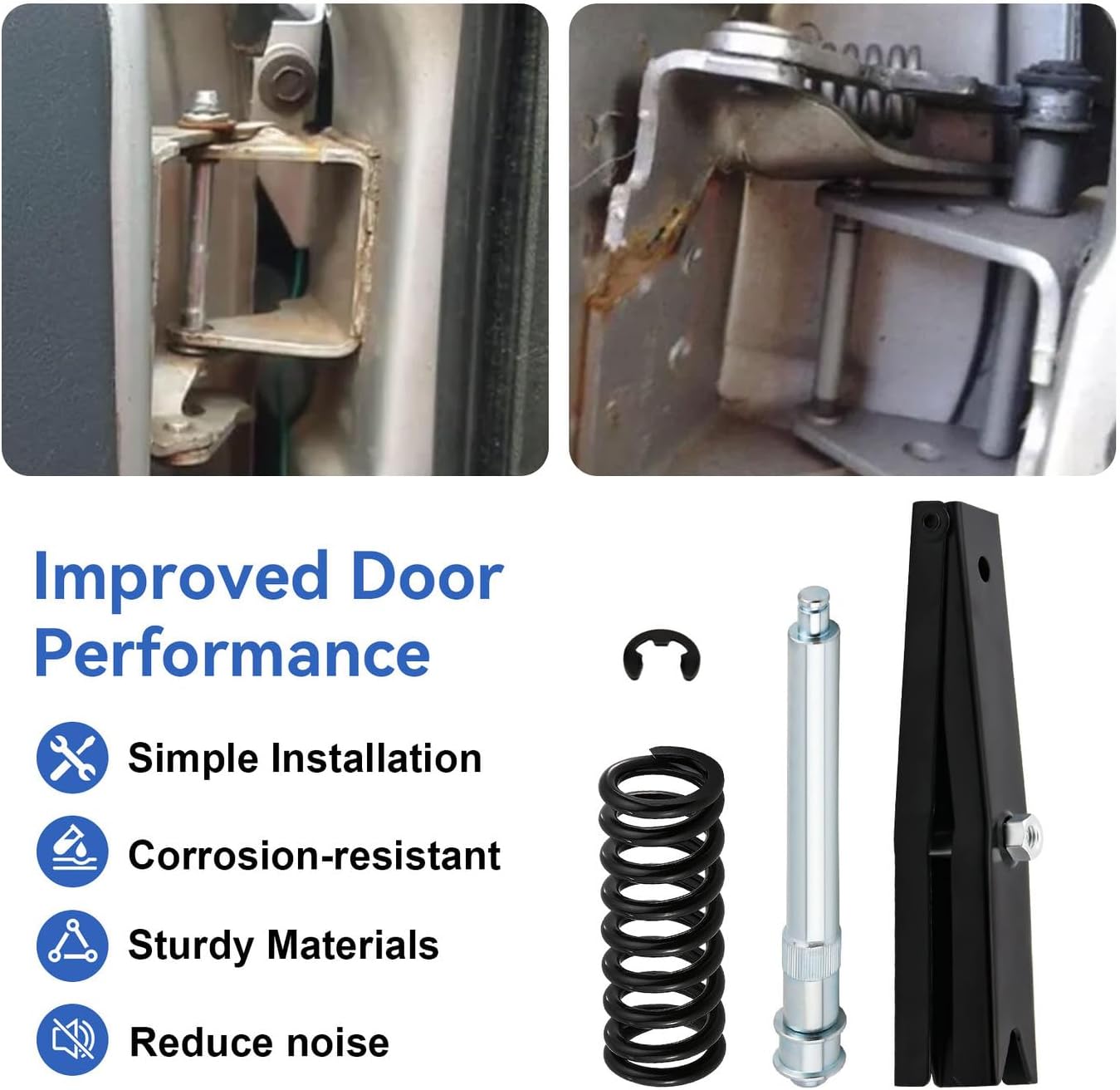 Door Hinge Pin and Bushing Repair Kit with Spring and Roller Pin Compatible with 1988-2002 C1500/C2500/C3500/K1500/K2500/K3500 Suburban Tahoe Yukon Escalade & Multiple Models Replaces 38436