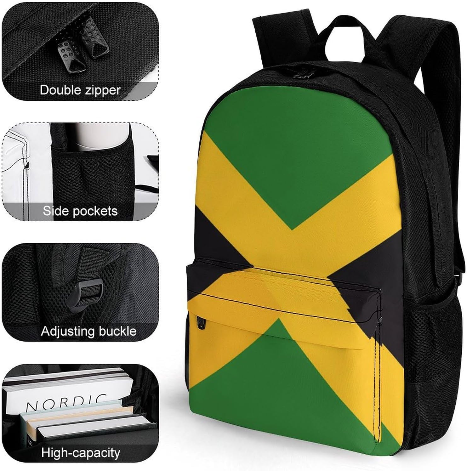 Jamaican Flag Laptop Backpack for Men Women Fashion Computer Bag Business Travel Daypack