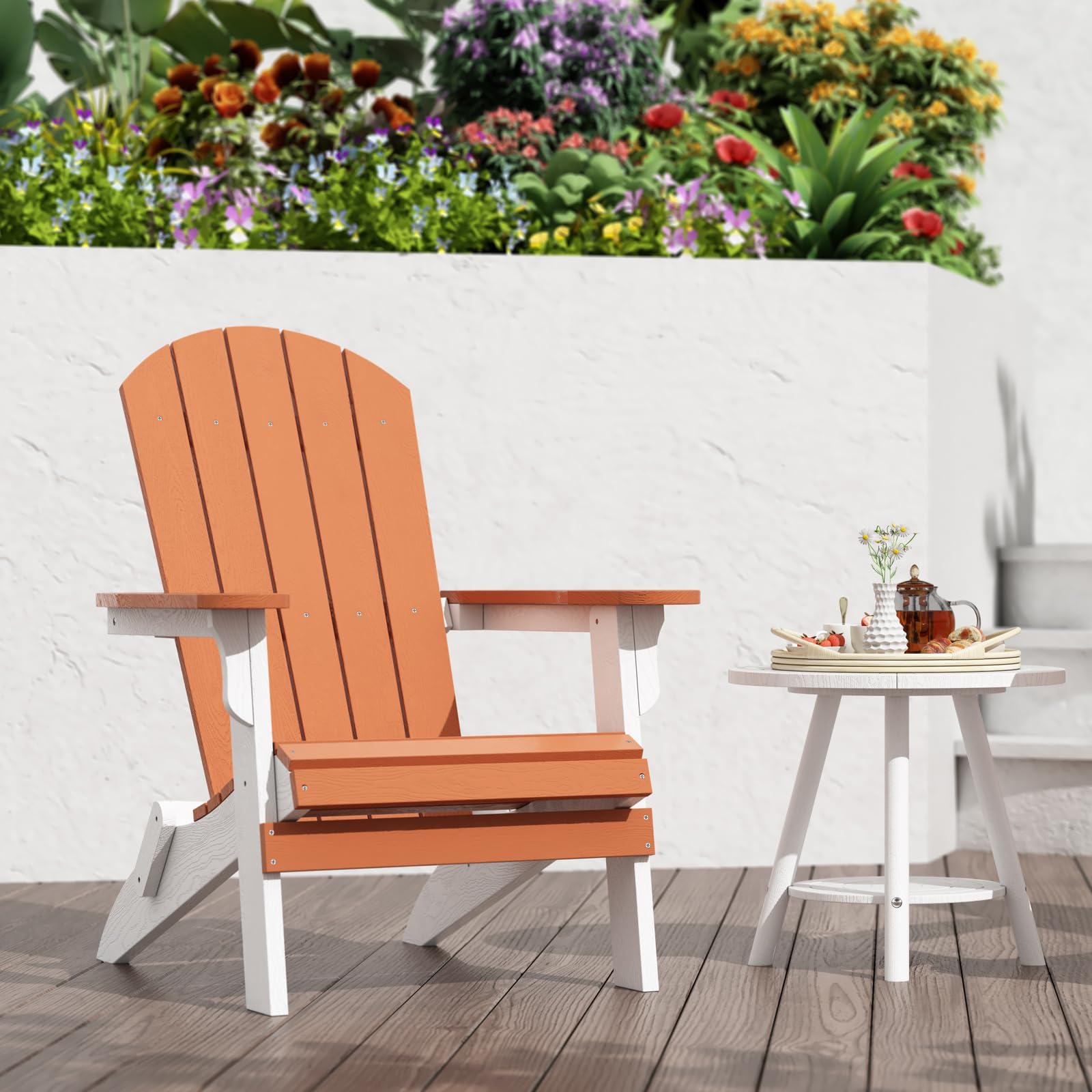Folding Adirondack Chairs (Set Of 2) - HDPE, Gray, With Cup Holders & 3 Reclining Positions, 380 Lb Capacity