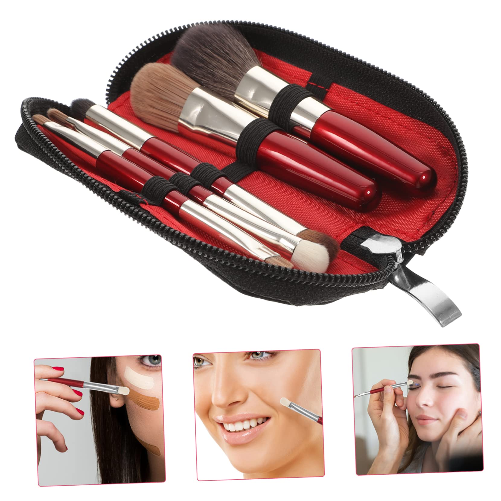 Didiseaon 3 Juegos brocha de maquillaje con bolsa brochas de maquillaje pinceles maquillaje traje de niñas maquillaje maquillaje de viaje pincel de sombra de ojos de niña rubor lana