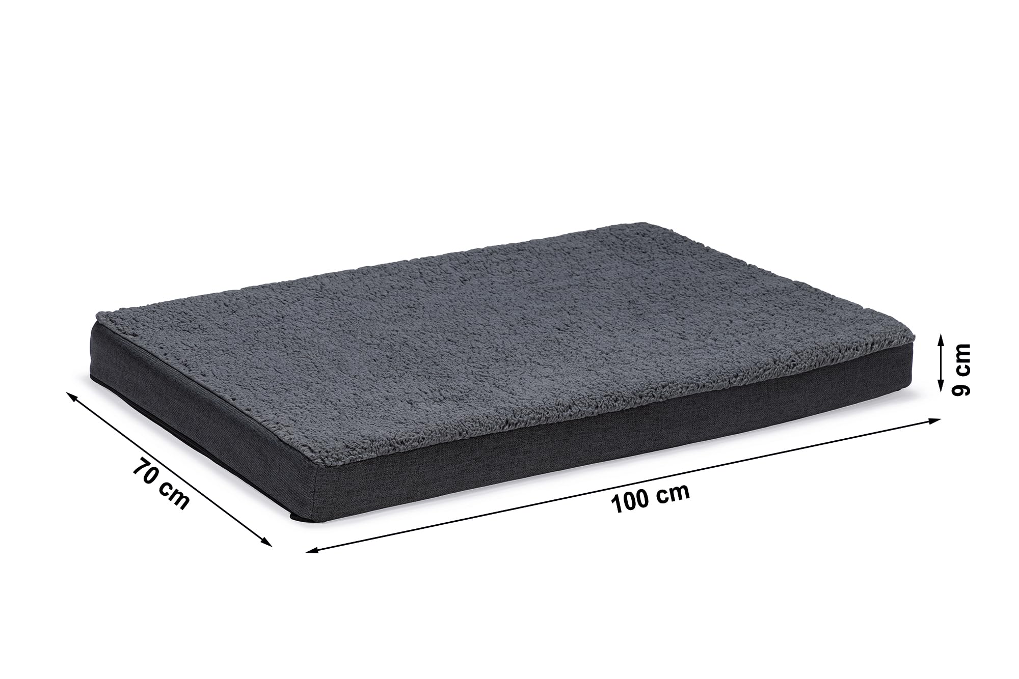 Beeztees Zira, lettino ortopedico per cani, grigio scuro, 100 x 70 x 9 cm