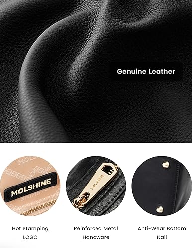 Miniatura 5 de molshine Bolso de mano Crescent de cuero genuino, bolso de hombro Hobo, bolsa de axila, bolso de mano de fiesta para mujer modelo