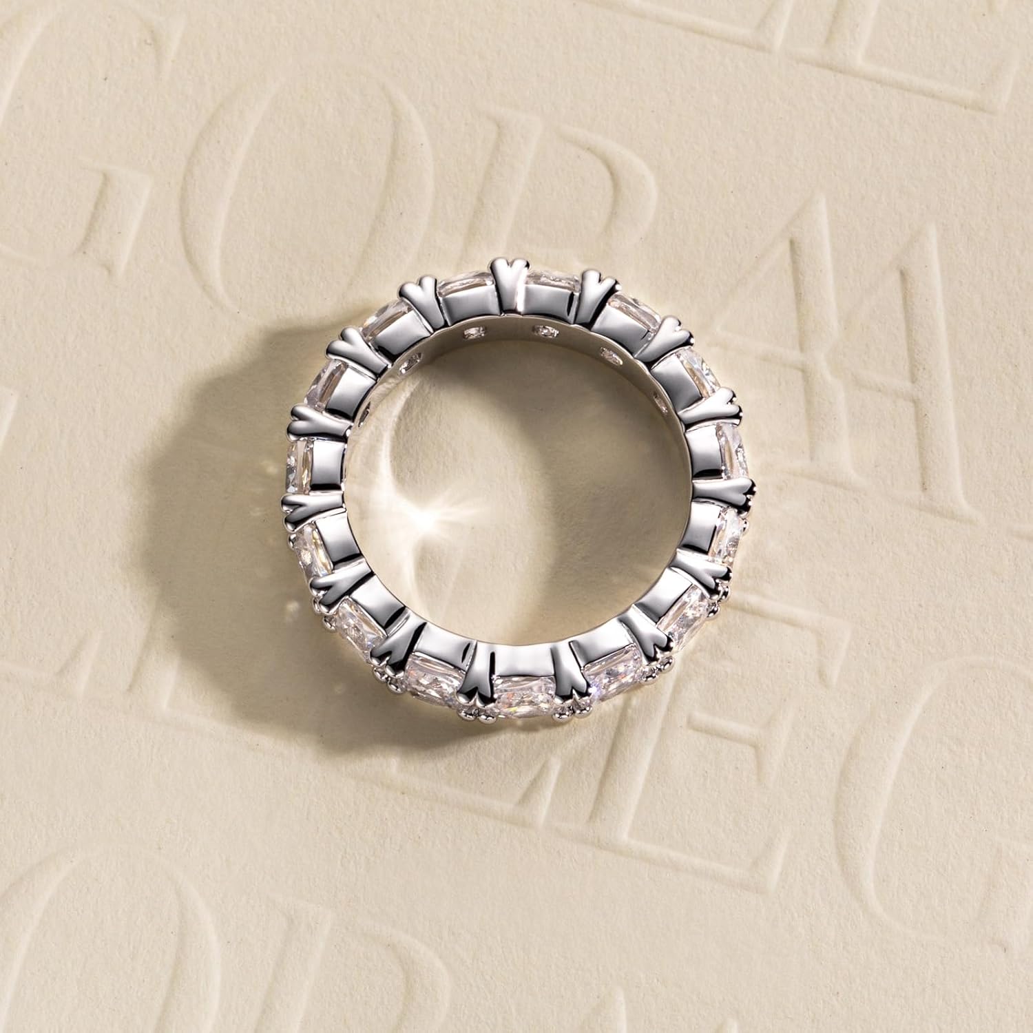 Cubic Zirconia Eternity Band Ring Round Cut/Cushion Cut 5A Grade D Color Simulant Diamond CZ Wedding Band Promise Anniversary Ring for Women - Image 5