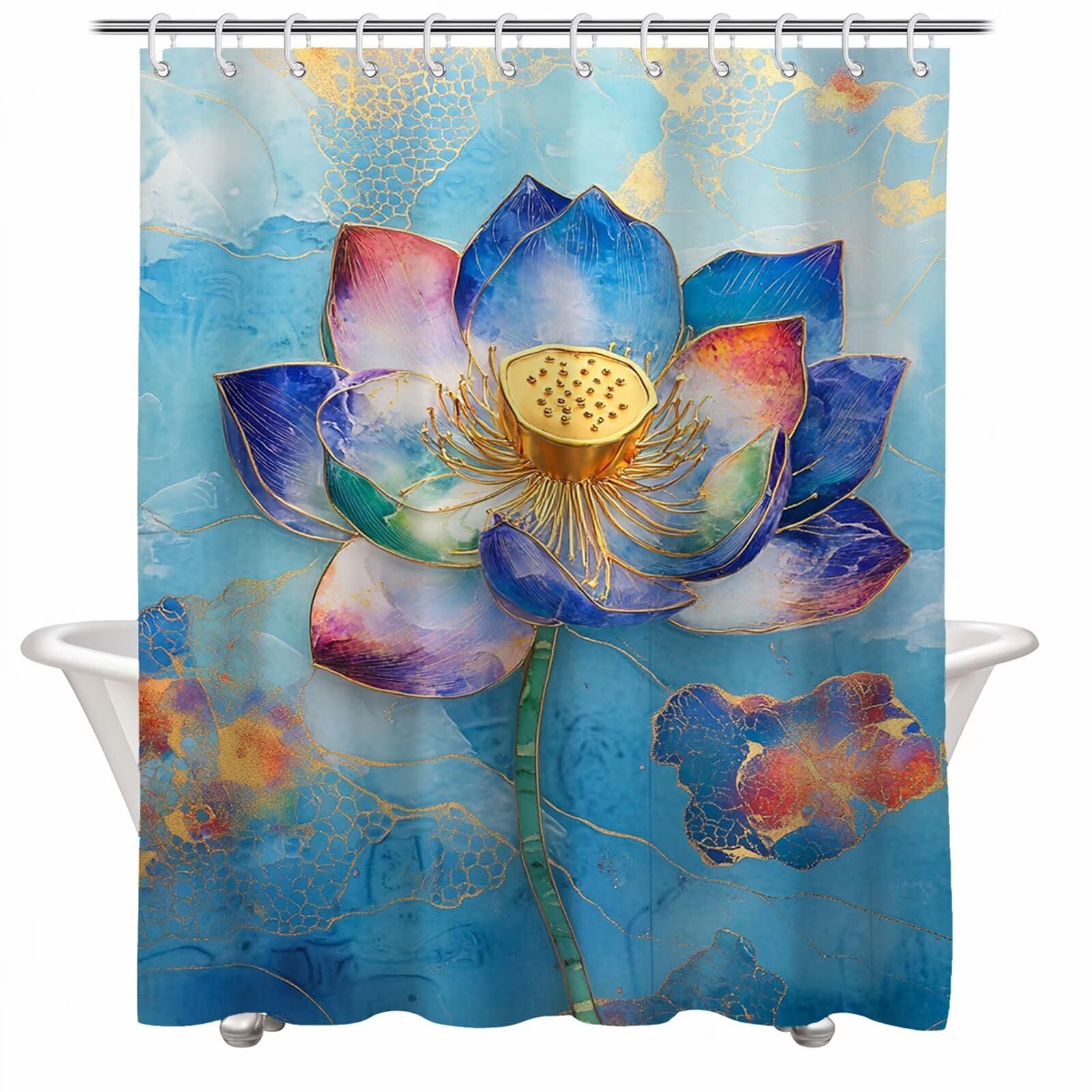 Rideau de douche imperméable séchage rapide 80x200 en tissu lesté avec 12 crochets