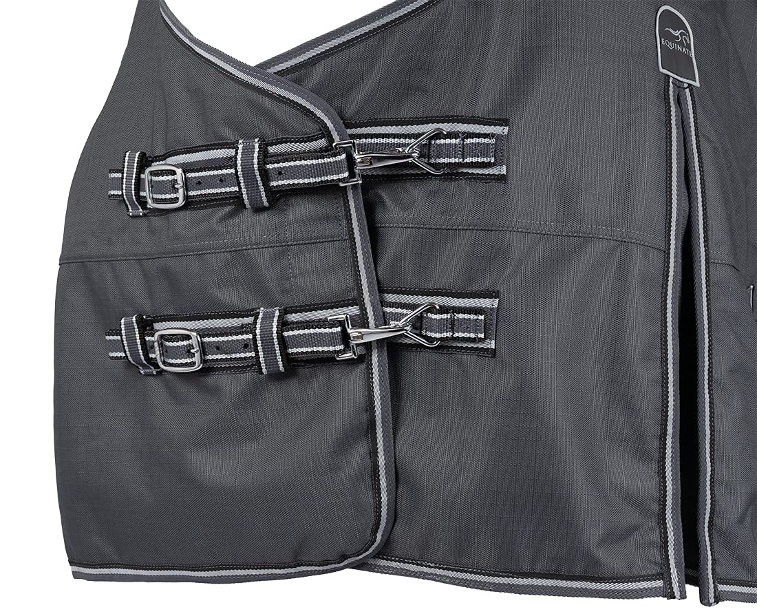 Equinate Regendecke Oakland Highneck Weidedecke mit Fleece 165cm Grau