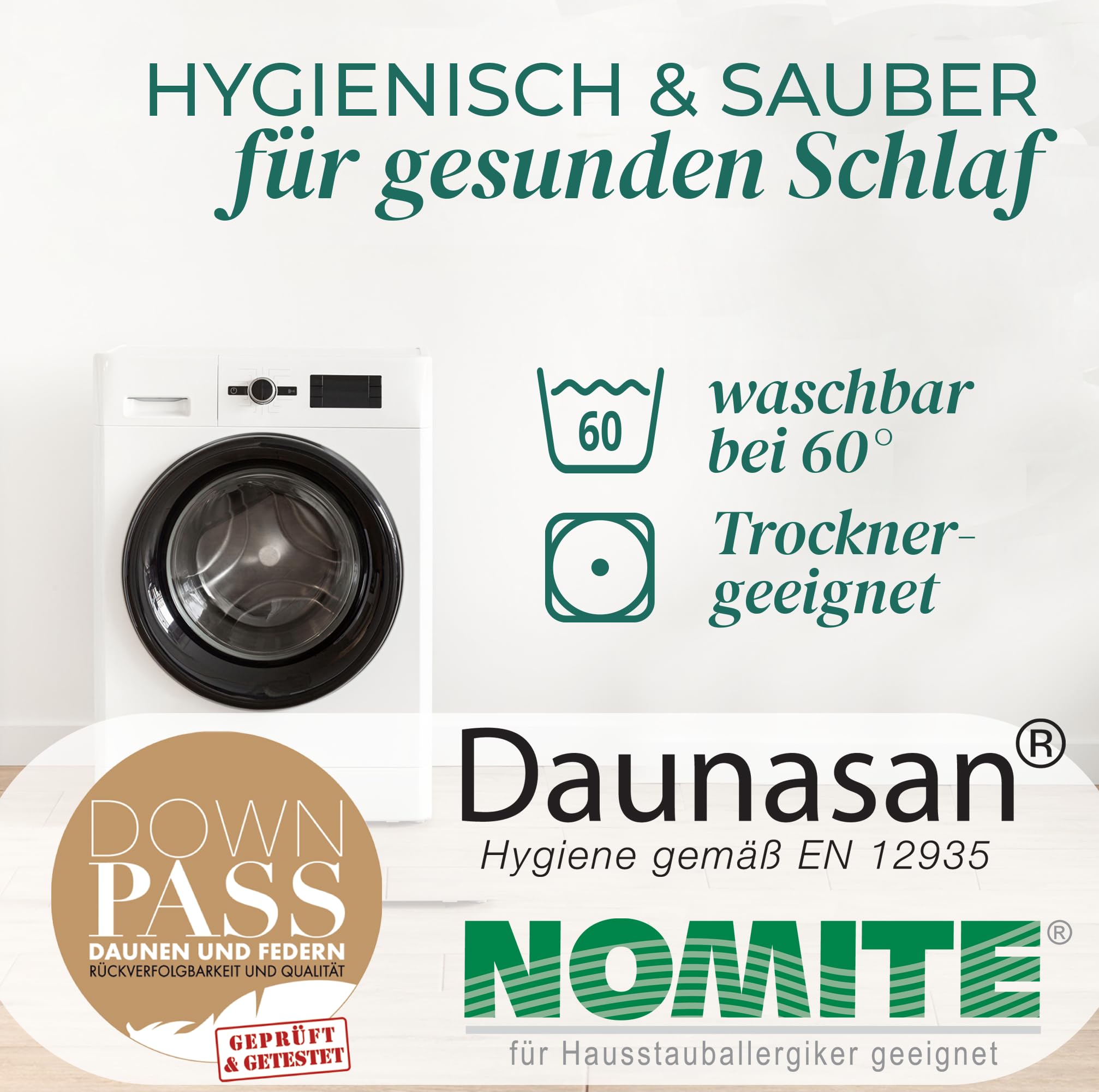 KNERST Daunenkissen 80x80 cm 3-Kammer ÖKO-TEX Kopfkissen Hotelqualität
