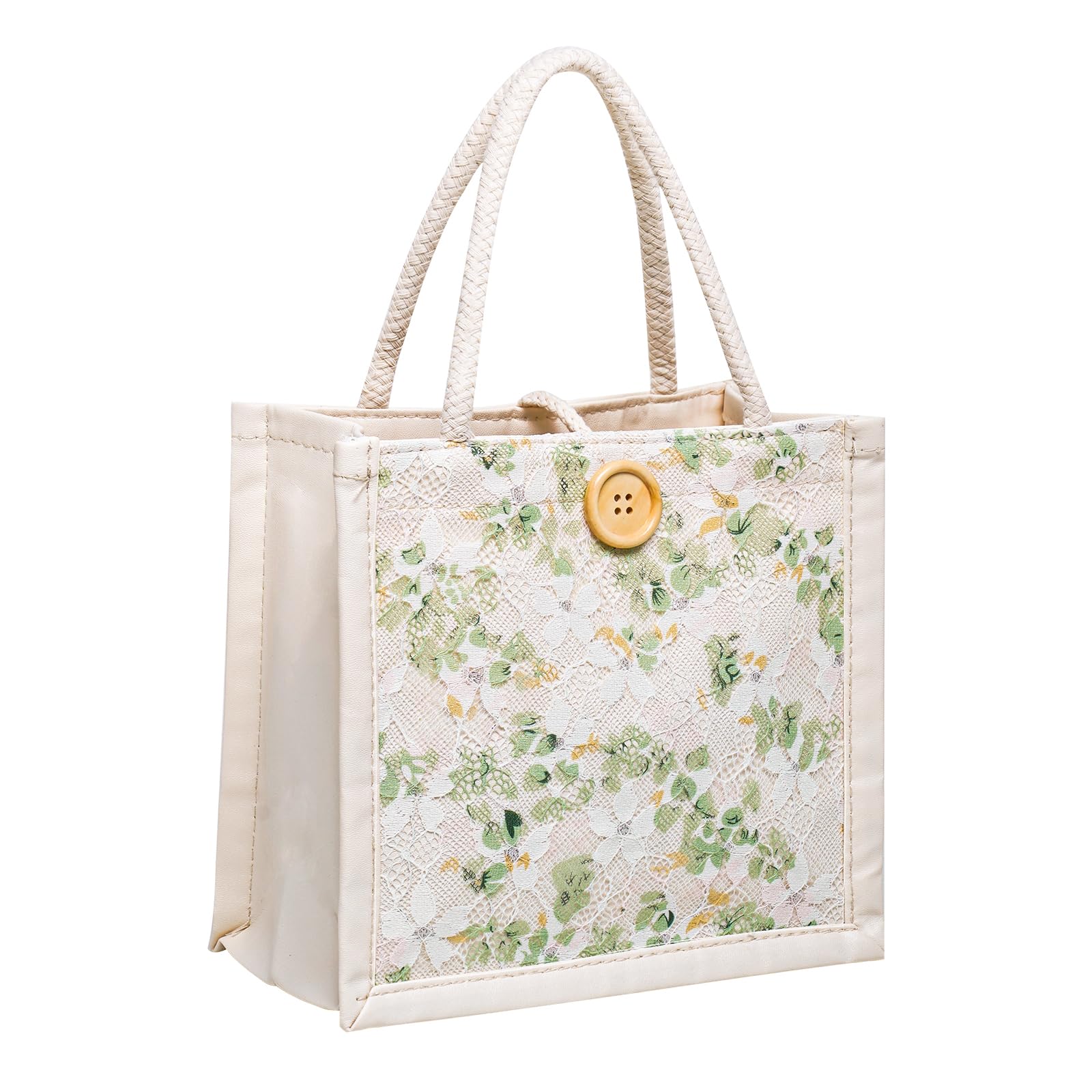 HSOOVZN Women Tote Bag,Lace Embroidery Canvas Bag Mini Fabric Handbag Personalized Bento Bag,Reusable Grocery Shopping Bags