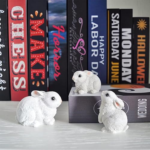 Miniatura 2 de Estatuas de jardín de conejo, estatua para exteriores, decoración de patio, juego de 3 esculturas y estatuas de decoración de jardín, decoración de