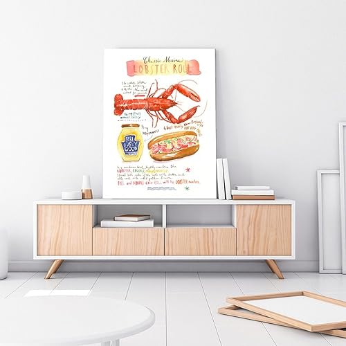 Miniatura 3 de AAHARYA Póster de pared con texto en inglés How to Eat Seafood Roll de langosta de Maine, póster de pared con diseño de langosta de Maine, pósteres