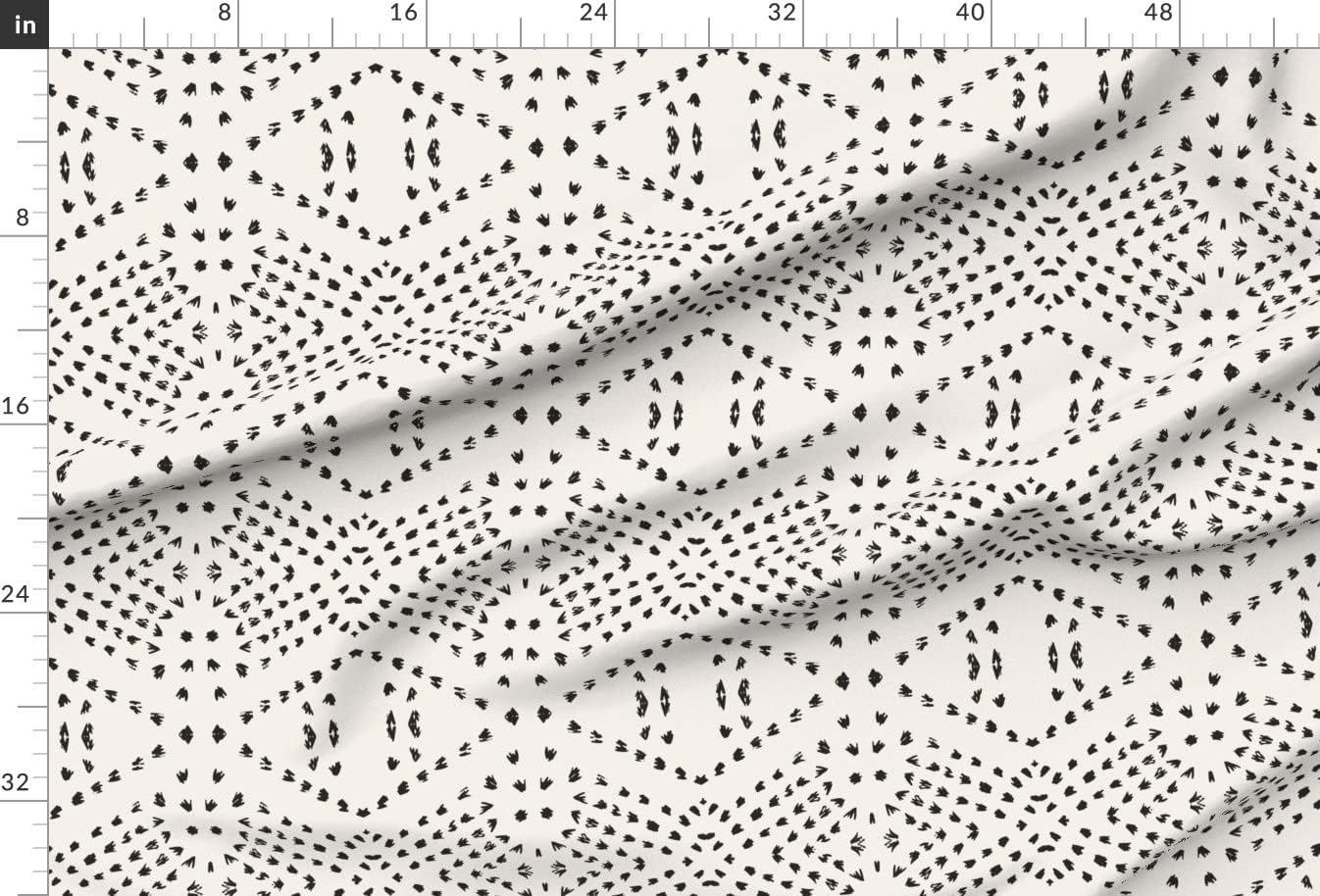 Spoonflower Fabric - Bohemian Mud Cloth Boho Modern Dots Black and White Farmhouse Printed on Upholstery Velvet Fabric Fat Quarter - Upholstery Home Decor Bottomweight Apparel