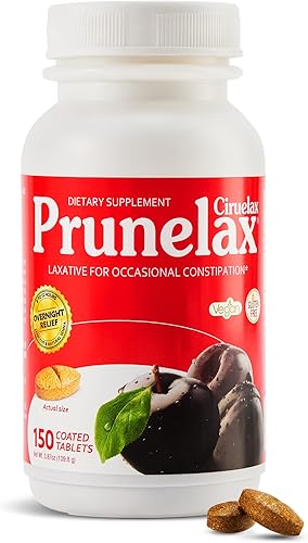 Miniatura 14 de Prunelax Ciruelax - Mini tabletas laxantes de fuerza regular, alivio nocturno para estreñimiento ocasional, extracto de senna, vegano y sin gluten