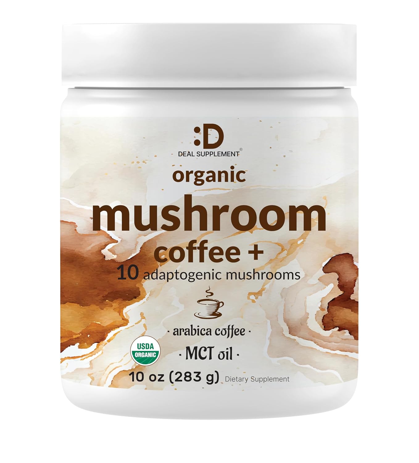 71Jdb7XNcjL._SL1500_ Organic Mushroom Coffee, 10oz – 10 Adaptogenic Mushrooms with Arabica Coffee + MCT Oil for Smooth Flavor – Turkey Tail, Lions Mane, Cordyceps, Chaga, Reishi – Immune, Energy,& Brain Support Supplement