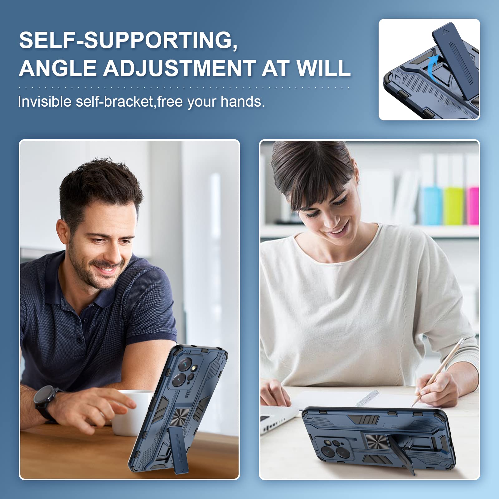 Funda para Xiaomi Redmi Note 15 Pro 5G, Carcasa Antigolpes con Soporte anular metálico, Case Protectora de Grado Militar, Azul — view 585