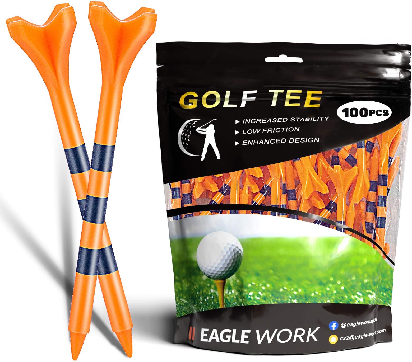 Professional 150 Pack Plastic Golf Tees (3-1/4" & 1-1/2"), 4-Prongs Head Design to Reduce Friction & Side Spin, The Ultimate Gift for Golfers