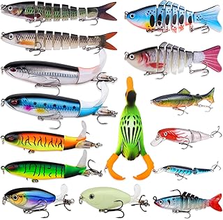 Fishing Artificial Lures Kit Mixed Including Front Diving Fin Minnow Surface Popper Crank Baits Pencil VIB with Hook and Soft Lures Accessories for Saltwater Freshwater Trout Bass Tackle Gift Set