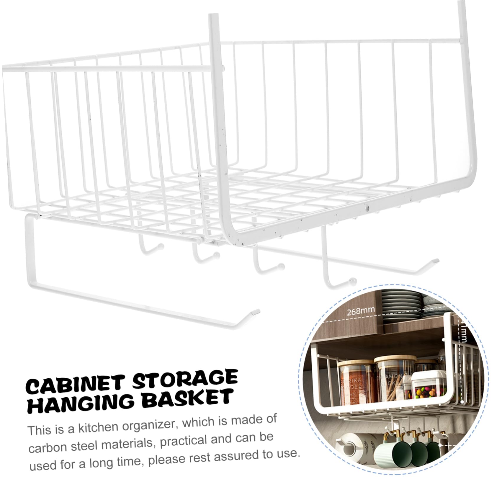 Organizador De Cesta Colgante Para Armario De Cocina Rejilla Multifuncional De Acero Resistente Estante Aprovechable Bajo Mueble Almacenaje Práctico Para Utensilios y Accesorios Co