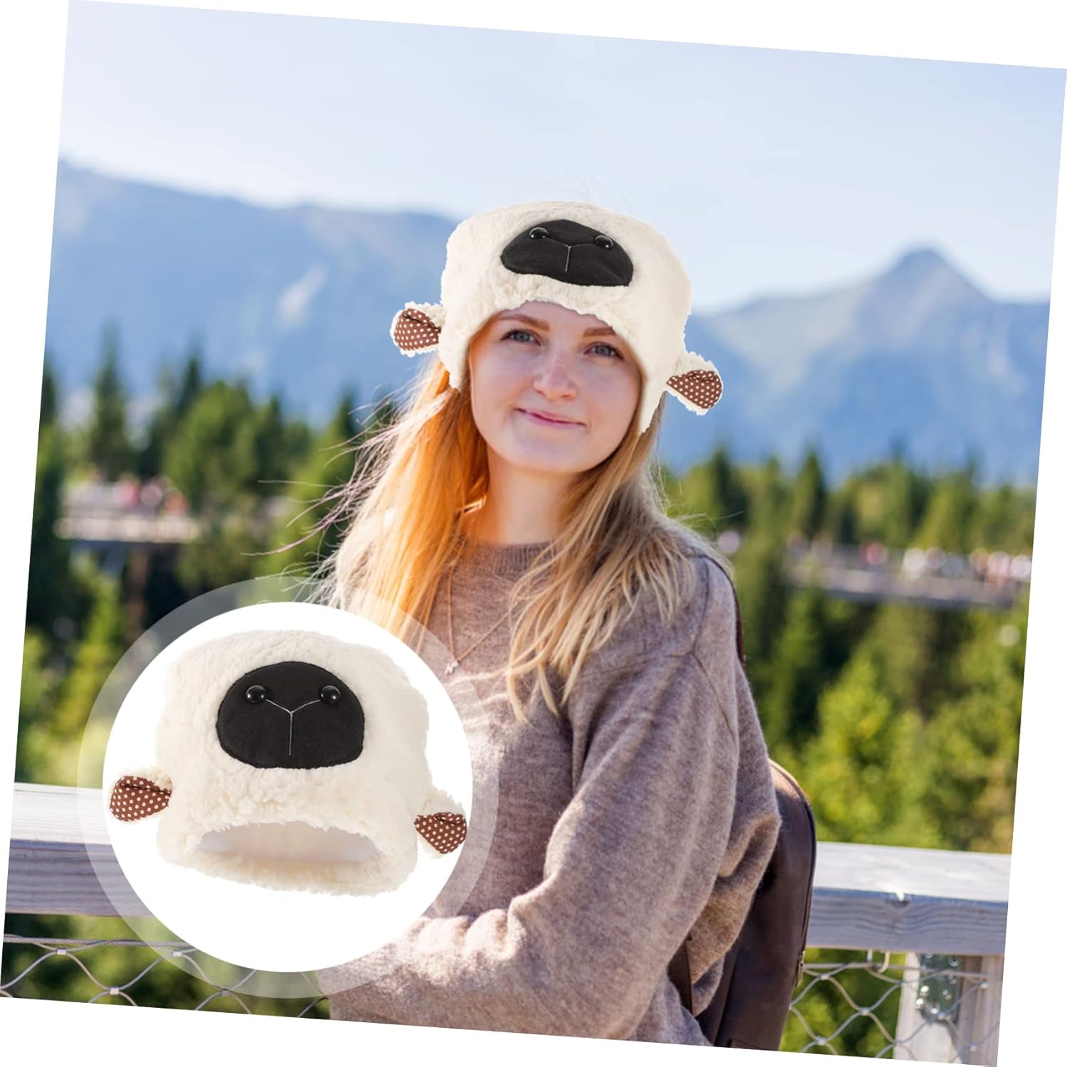 KESYOO Lamb Ears Hat Kids Tiara Kids Costume Winter Clothing Black Sheep Hat Sheep Costume Cosplay Ear Headg Cartoon Photography Props Plush White Child - Image 6