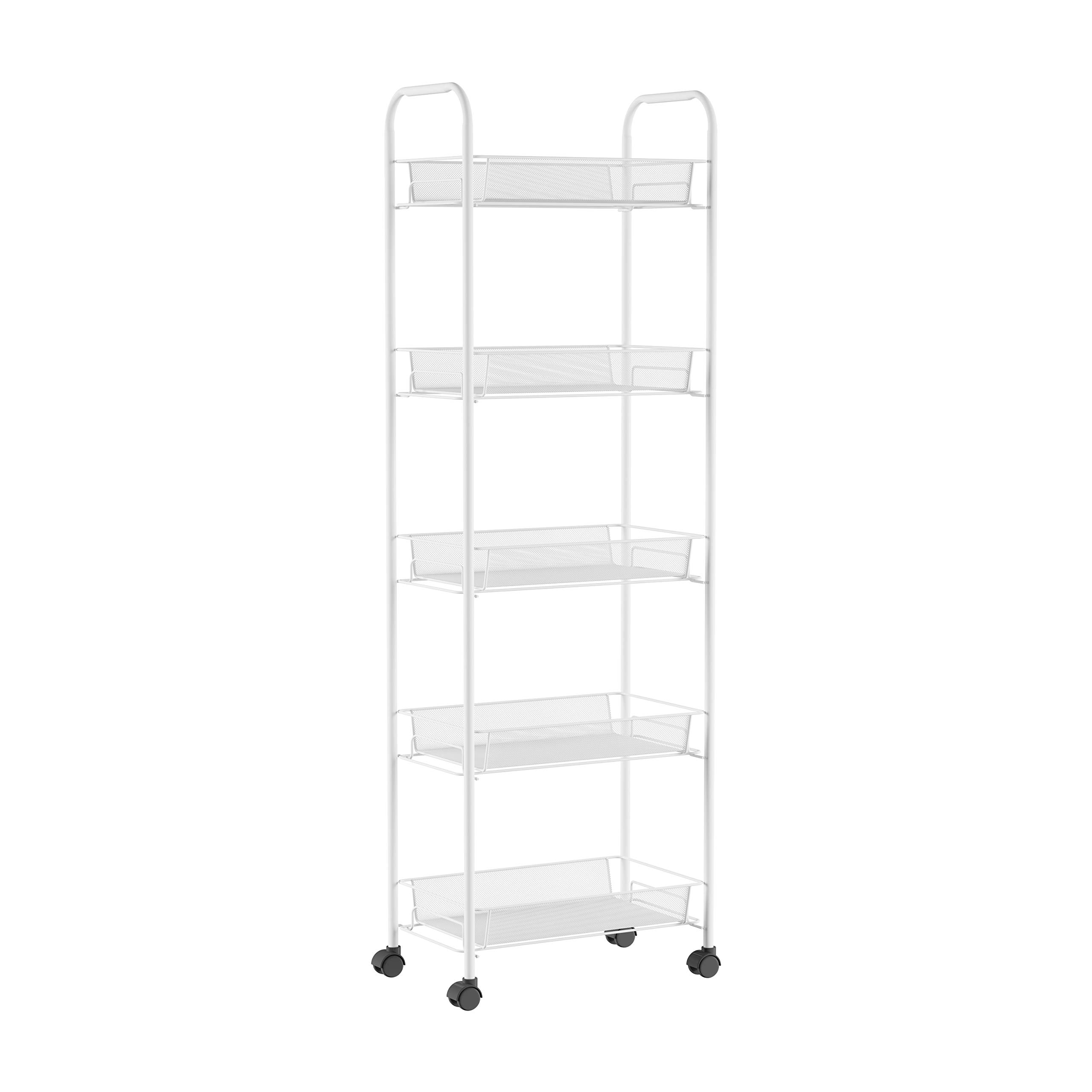 Photo 1 of 5-Tiered Narrow Rolling Storage Shelves - Mobile Space Saving Utility Organizer Cart for Kitchen, Bathroom, Laundry, Garage or Office by Lavish Home