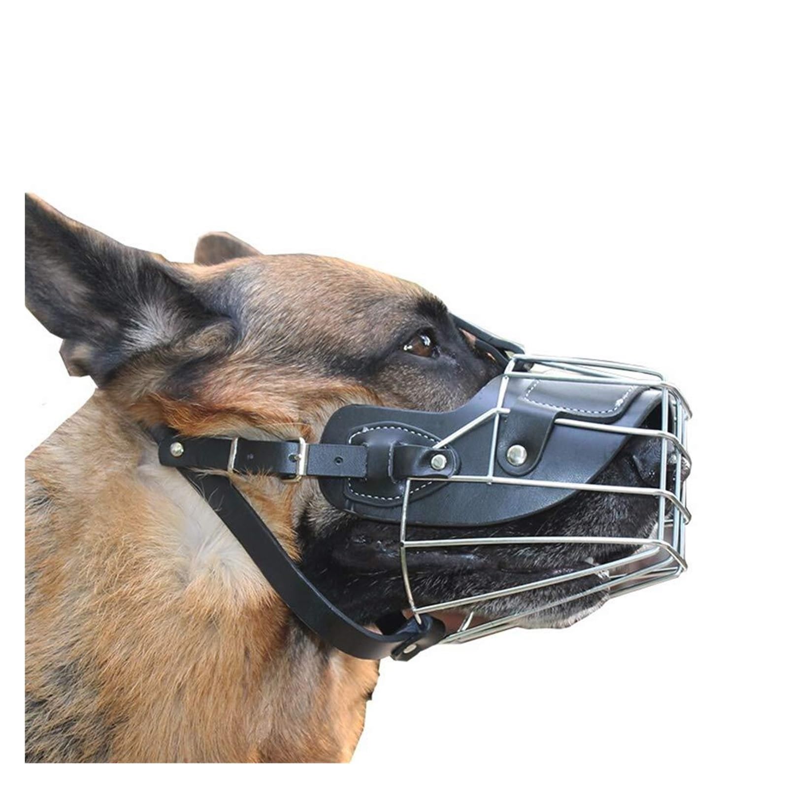 Bozal de perro para perros grandes – Bozal de cesta ajustable para Pitbull, pastor alemán – entrenamiento de masticación antimordeduras – Diseño de jaula de metal con correas seguras (XXL)