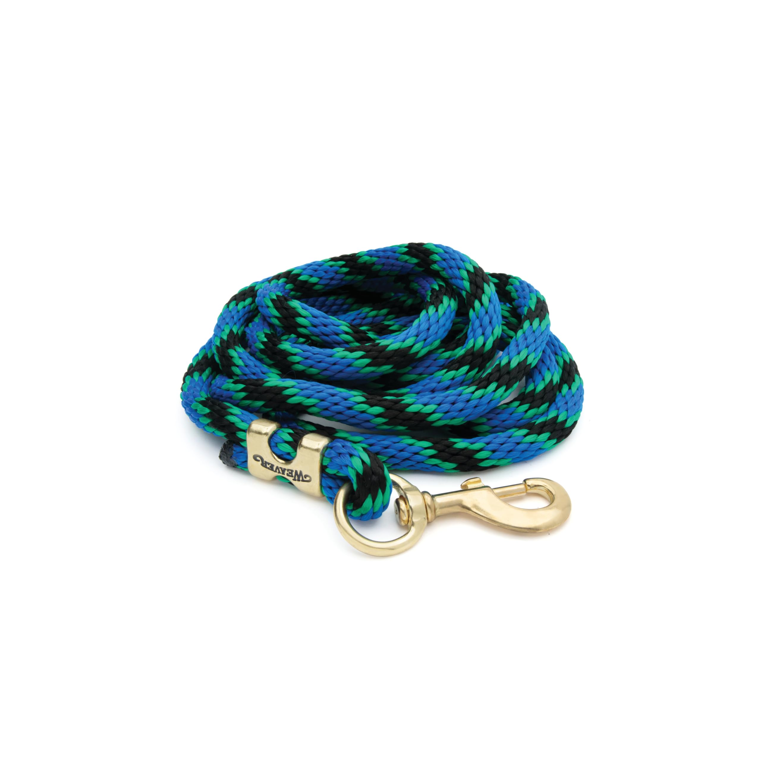 Weaver Leather Poly Lead Rope with a Solid Brass 225 Snap, 35-2100-Q8, Black/Green/Blue