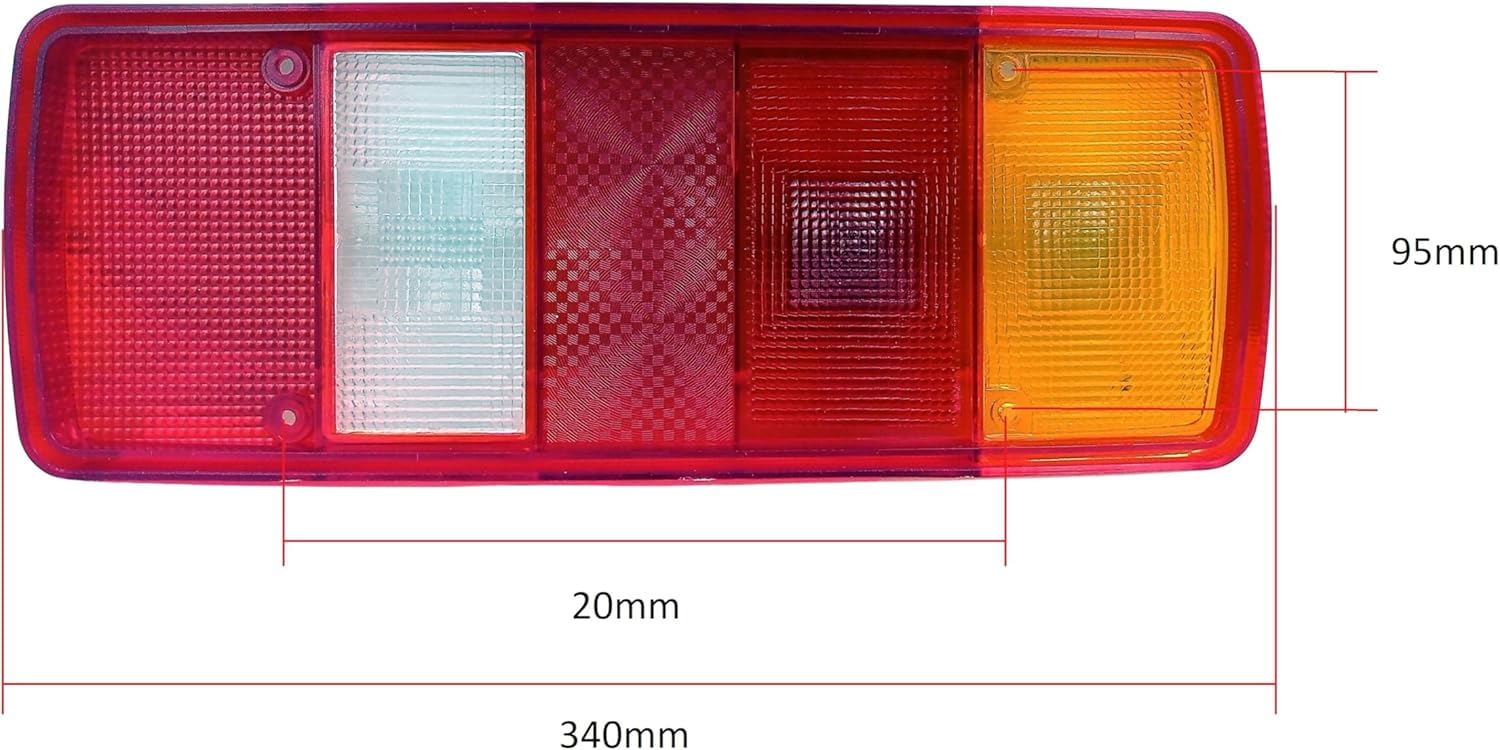 2 x Rücklichtglas Rückleuchtenglas Lichtscheibe Glas Rückleuchten Heckleuchten für MAN,Volvo,Iveco,Renault,Scania,DAF,Mercedes Atego,VW Crafter,LT,Doka,Pritsche,Schmitz,Demag,LKW Anhänger E-MARK