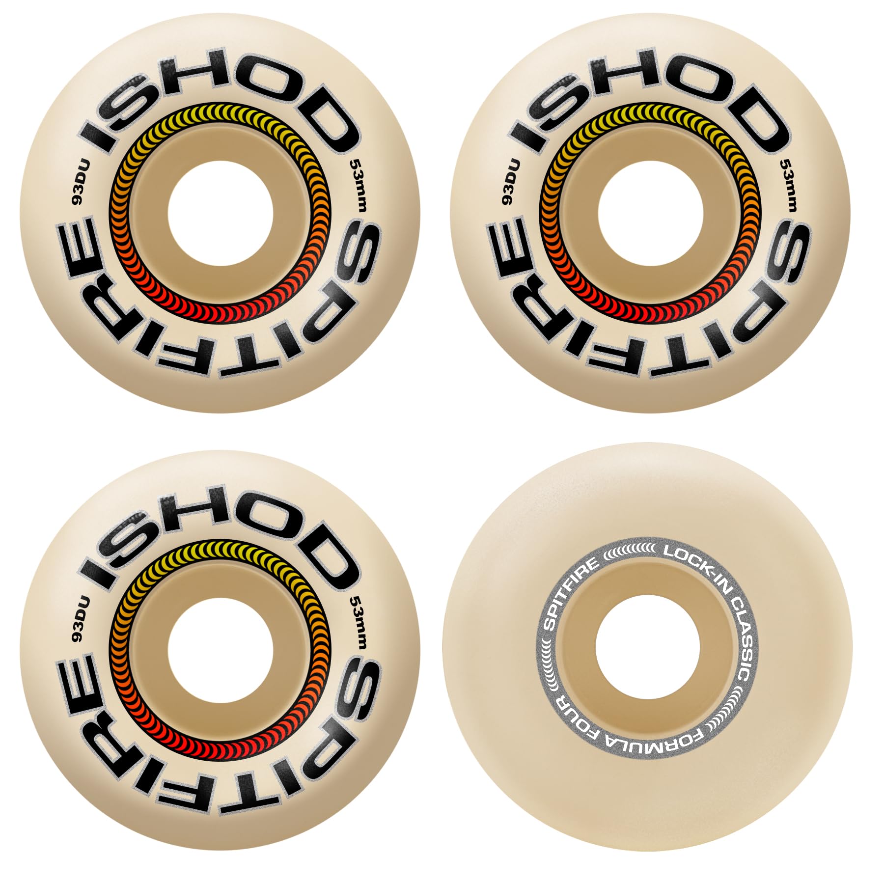 Amazon.com : Spitfire Skateboard Wheels 53mm F4 93A Ishod Lock-in