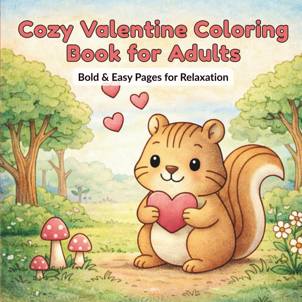 Cozy Valentine Coloring Book for Adults: Bold & Easy Pages for Relaxation