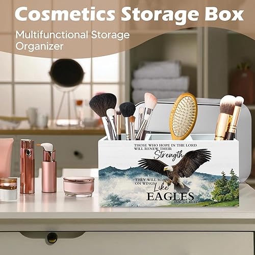 Miniatura 5 de DILSJ Organizador de lápices de águila inspiradora cristiana para escritorio, regalos inspiradores para mujeres, versículo bíblico, águila, caja de