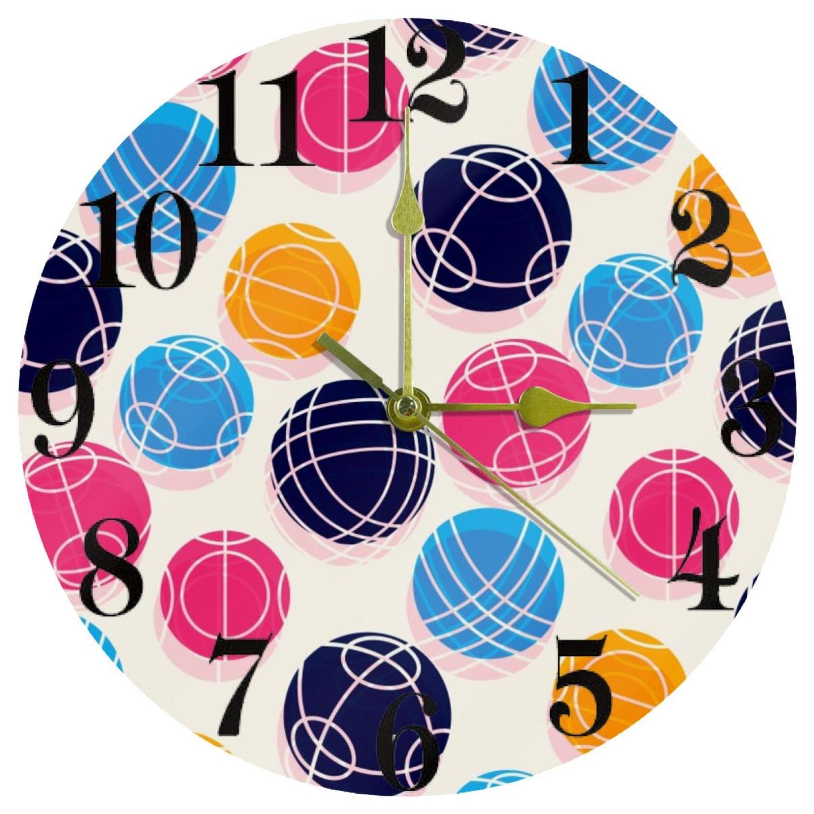 Horloge murale ronde à mécanisme silencieux Bocce à pile AA 25cm