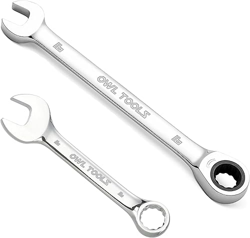 Owl Tools Juego de llaves de trinquete de 0.630 in (paquete de 2 unidades de 8.3 in de longitud y 5.0 in incluidas) Llave combinada de 12 puntos en