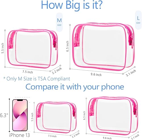 Miniatura 10 de PACKISM Bolsas de maquillaje transparentes, paquete de 2 bolsas de aseo transparentes con cremallera, resistentes al agua, bolsas de cosméticos