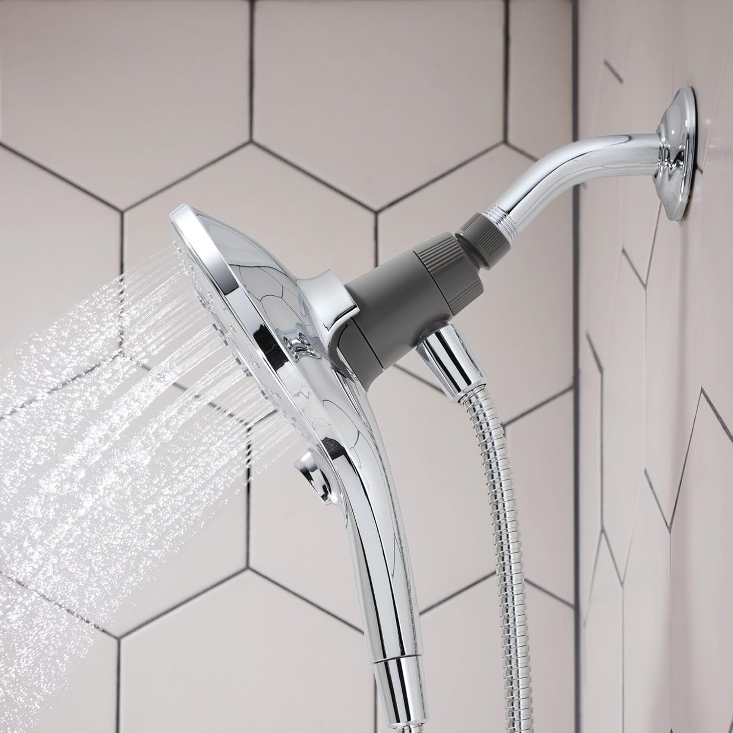 Moen Engage Magnetix handheld shower with magnetic docking, close-up
