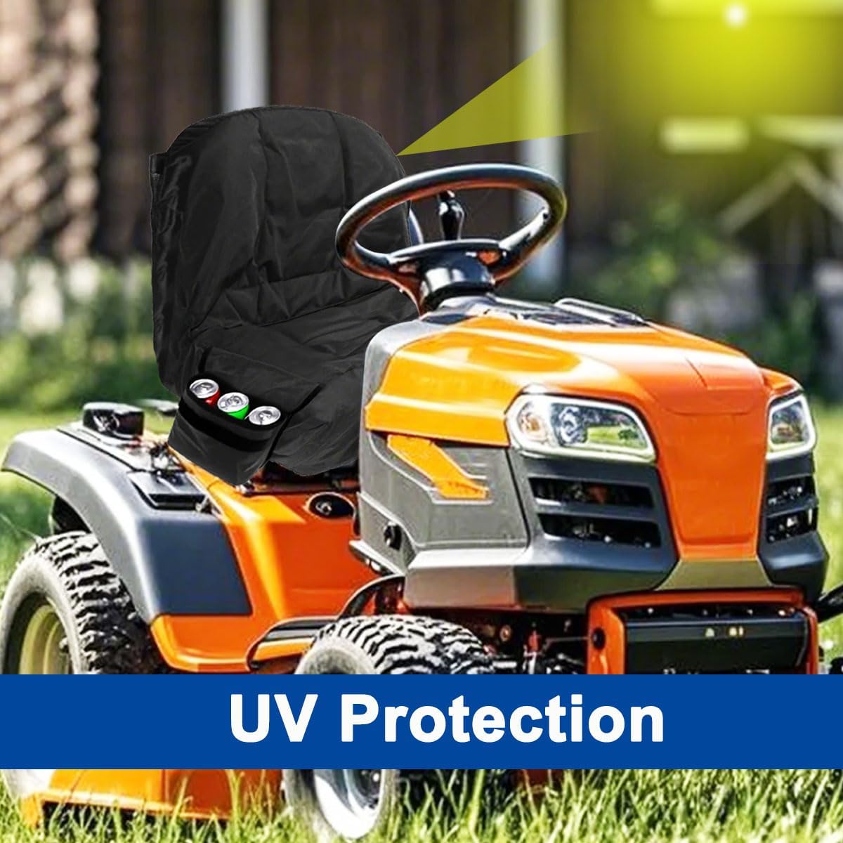 Large Tractor Seat Cover Compatible with Cub Cadet Riding Mower,Black Lawn Mower Seat Cover with Side Pockets,for Kubota,Fits Backrest 16.5"-18" H
