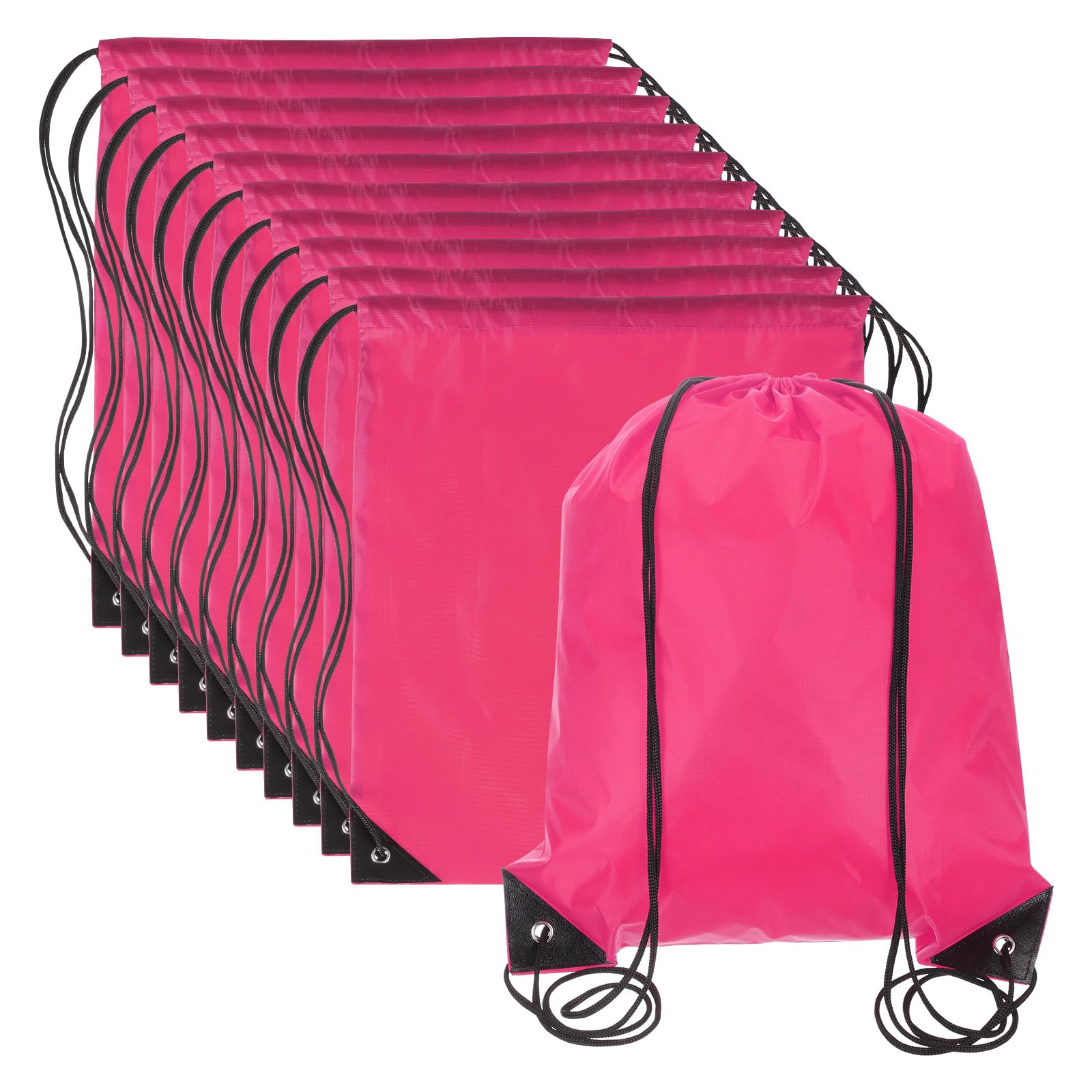 PATIKIL Mochilas De Cordón, Paquete De 20 Bolsas De Cordón Para Deportes Gimnasio Yoga Viajes Natación Playa, Rojo Rosa