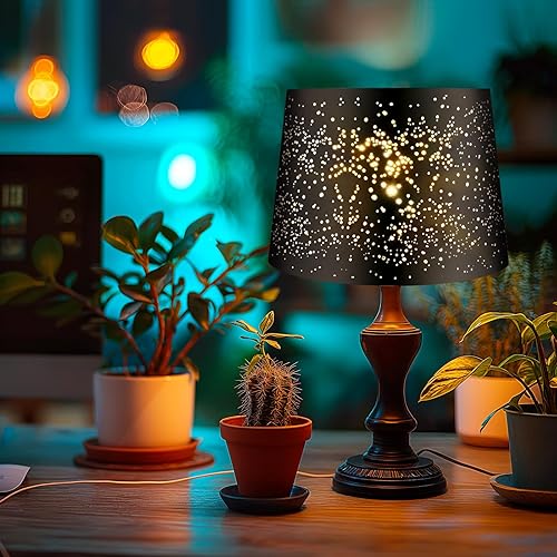 Miniatura 2 de Alucset - Pantallas grandes con proceso de grabado de metal, pantallas grandes para lámpara de mesa y luz de suelo, diseño de estrellas de cielo, 12