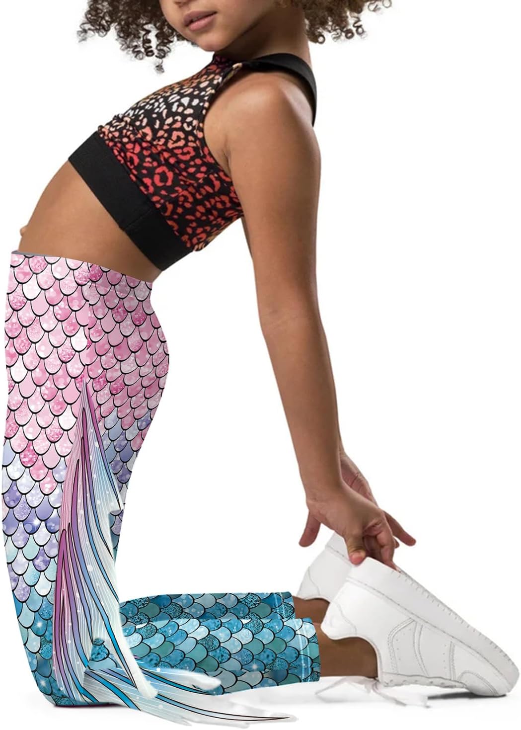 Mermaid Leggings for Girls Fish Scale Printing Yoga Pants Halloween Costume Tights Mermaid Birthday Outfit - Image 3