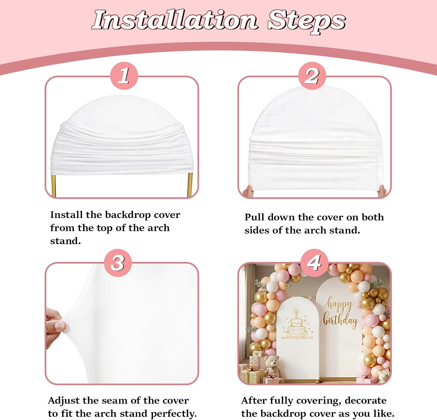 Arch Backdrop Cover Set of 2(7.2FT+6FT), Arch Covers Backdrop