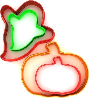 JUST Halloween Cookie Cutters Set, Ghost and Pumpkin Shapes, 4 Plastic Cutters for Baking and Crafts (2 1/8" + 3 1/8")