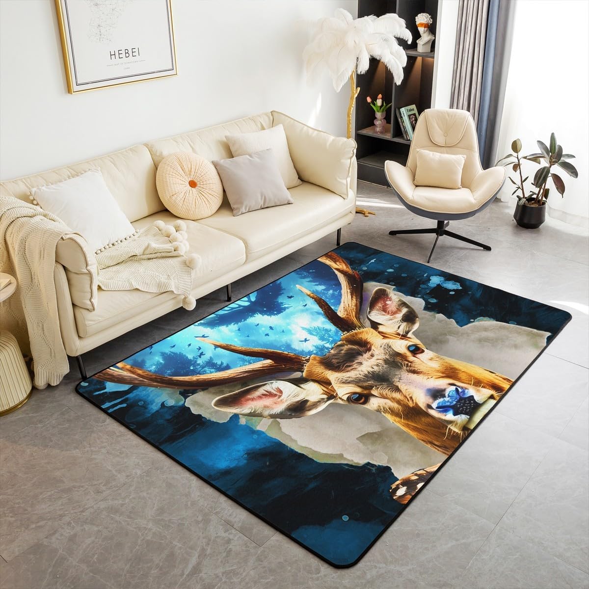 Erosebridal Cartoon Turtle Area Rug for Kids Teens,Glitter Stars Carpet 5x7,Abstract Blue Ocean Waves Indoor Floor Mat,Sea Life Oil Painting Decorative Accent Rug for Home Decorative