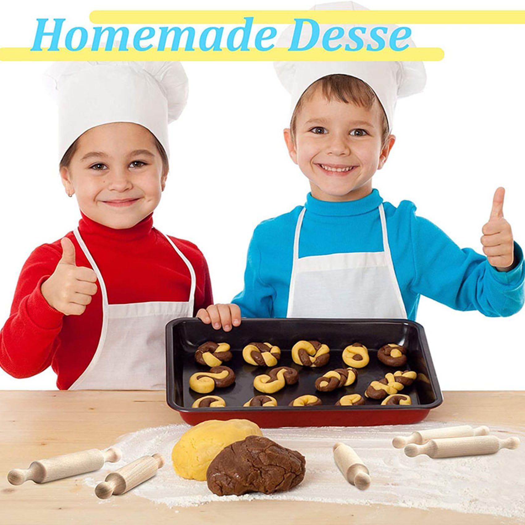 100X Mini Rodillo de Madera de 6 Pulgadas de para Hornear Cocina Rodillo Pequeño Rodillo de Masa de Madera para Niños Pasta de Fondant
