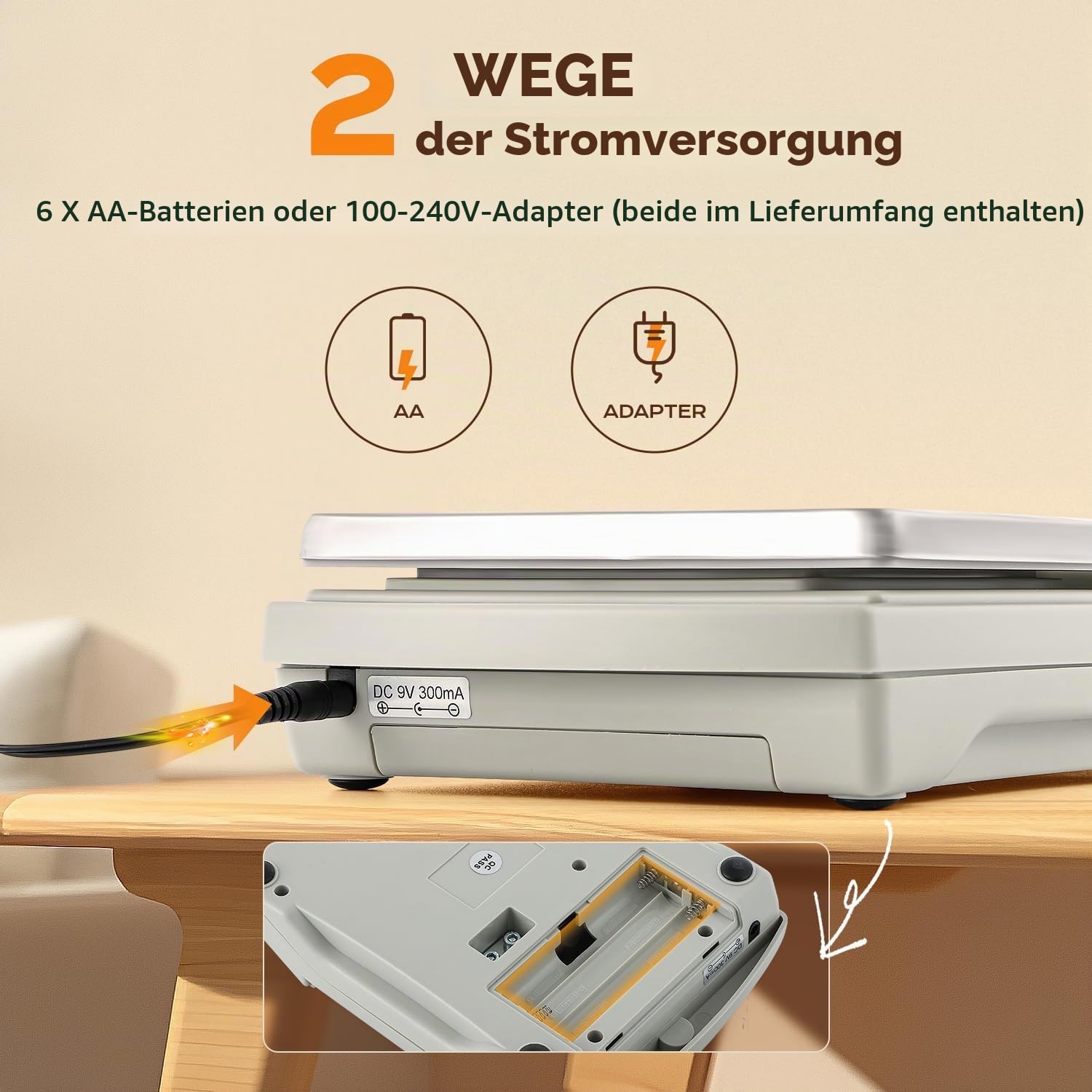 Bonvoisin 6 kg/2 g Große Digitale Küchenwaage, mit g/oz, Prozentfunktion | Hochpräzise Bäckereiwaage mit Wiegeplatte aus Rostfreiem Stahl. zum Backen, Kerzen und Seifen, inkl. Batterien
