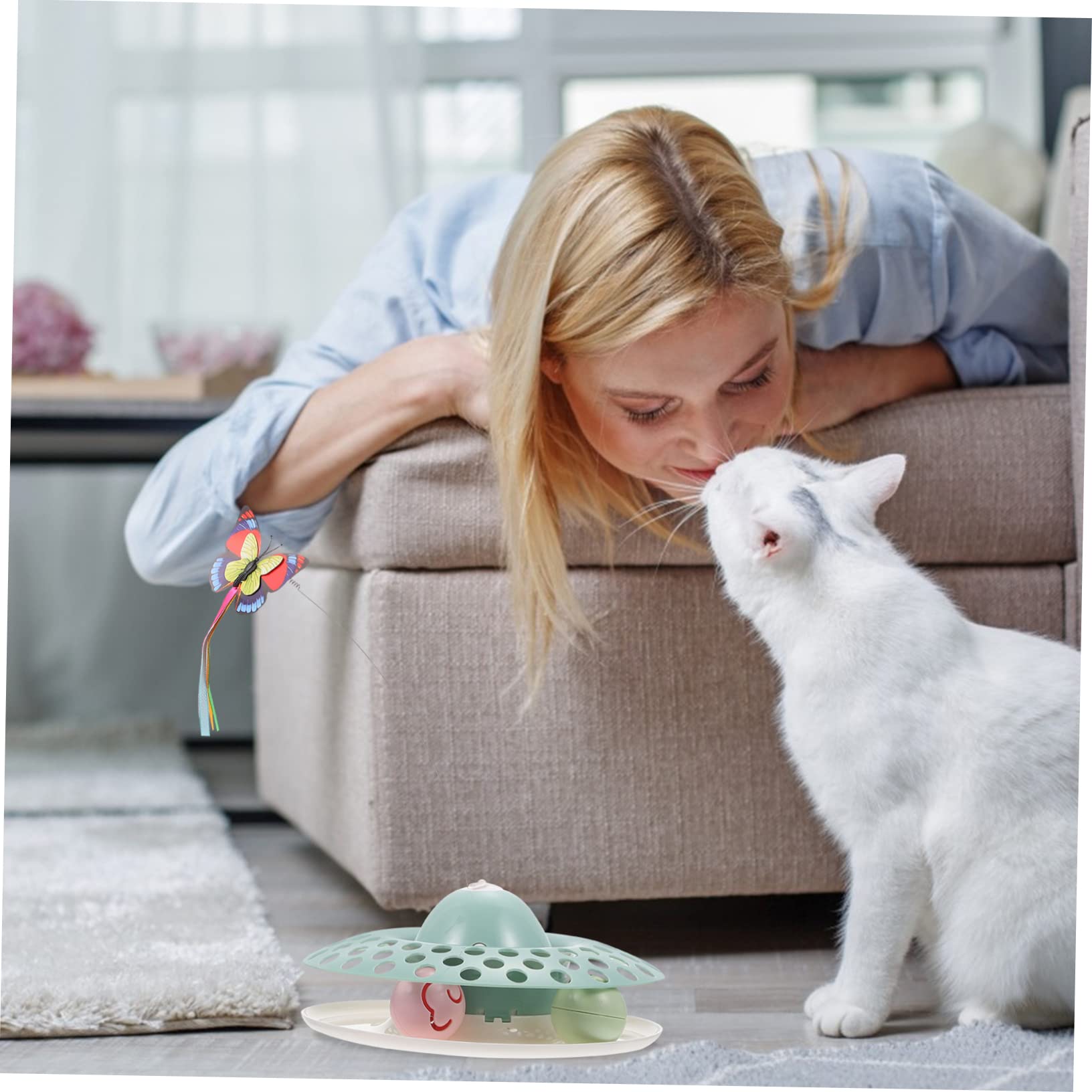 Jouet Interactif pour Chats Tournant Stimulant en Abs et PP pour Animaux de Compagnie