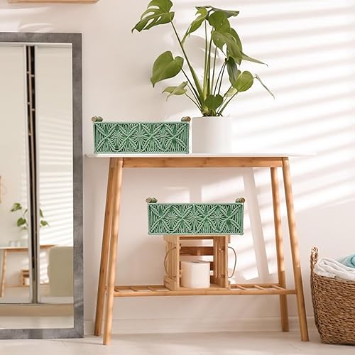Miniatura 6 de Cestas decorativas bohemias de macramé para organizar, cesta decorativa tejida para encimera, cesta de papel higiénico para camiseta sin mangas para