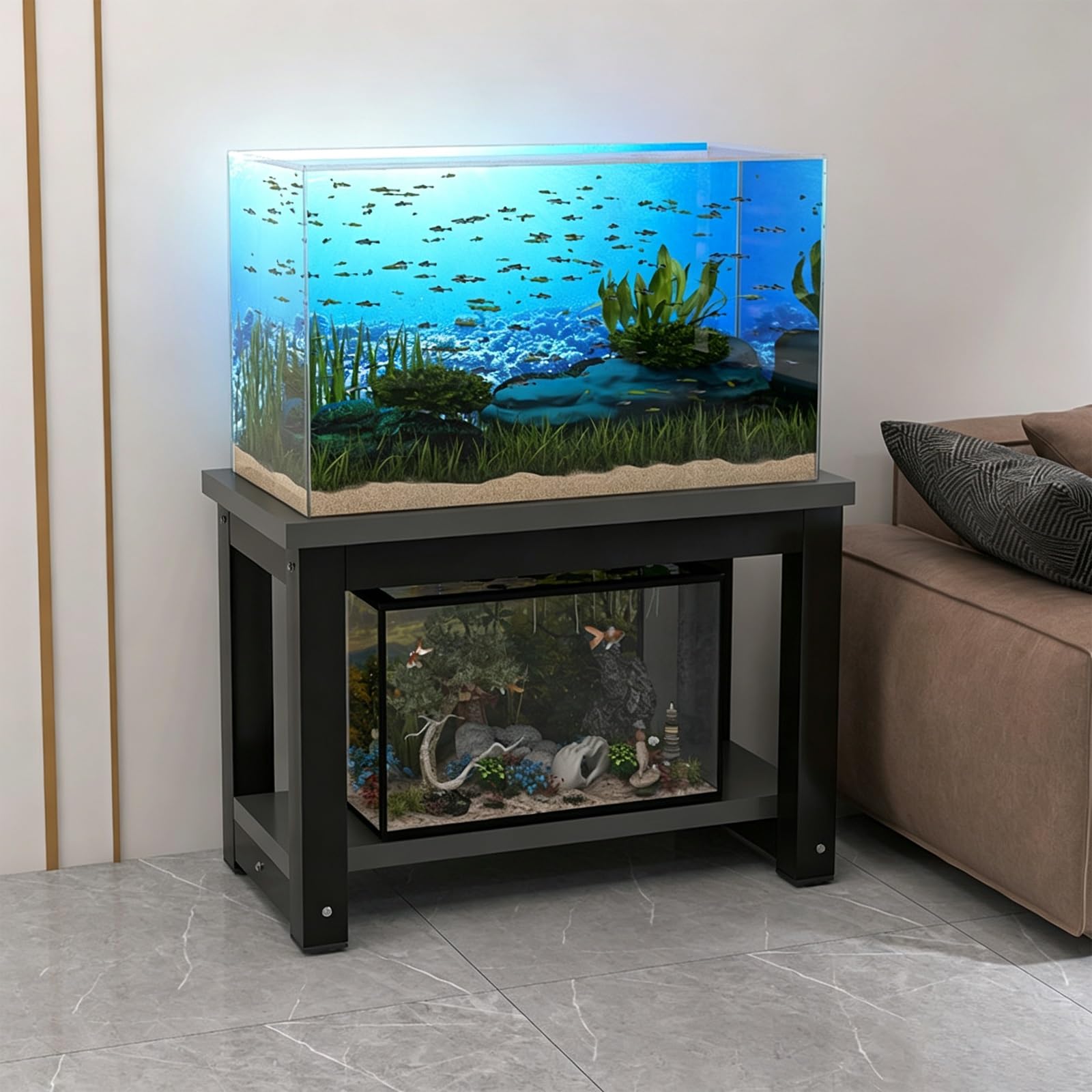 Soporte for Acuario,Estructura Metálica,Mesa De Almacenamiento Doble