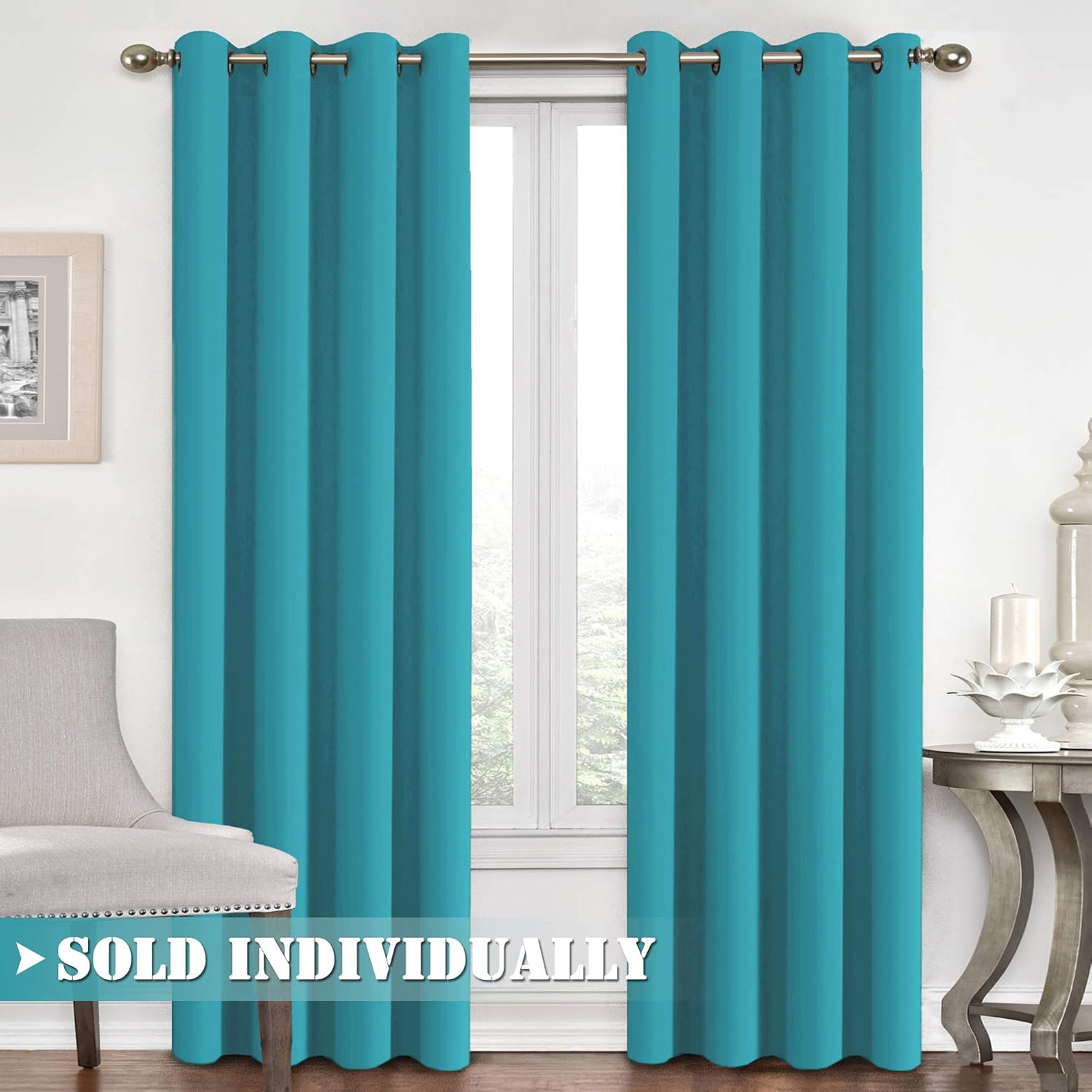 Blackout Curtain for Bedroom / Living Room Thermal Insulated Energy Efficient Window Treatment Curtain Drapes Draperies Soft Thick Smooth Room Darkening Single Panel 52"W x 84"L, Algiers Blue