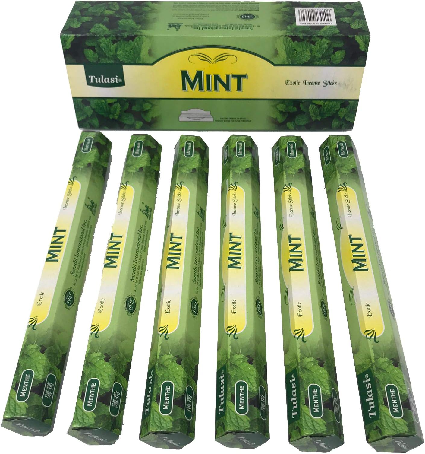 Aromatic Mint Incense, Natural Incense Aromatherapy, Incense Sticks, Box of 6 Packs of 20 Units, Long Lasting