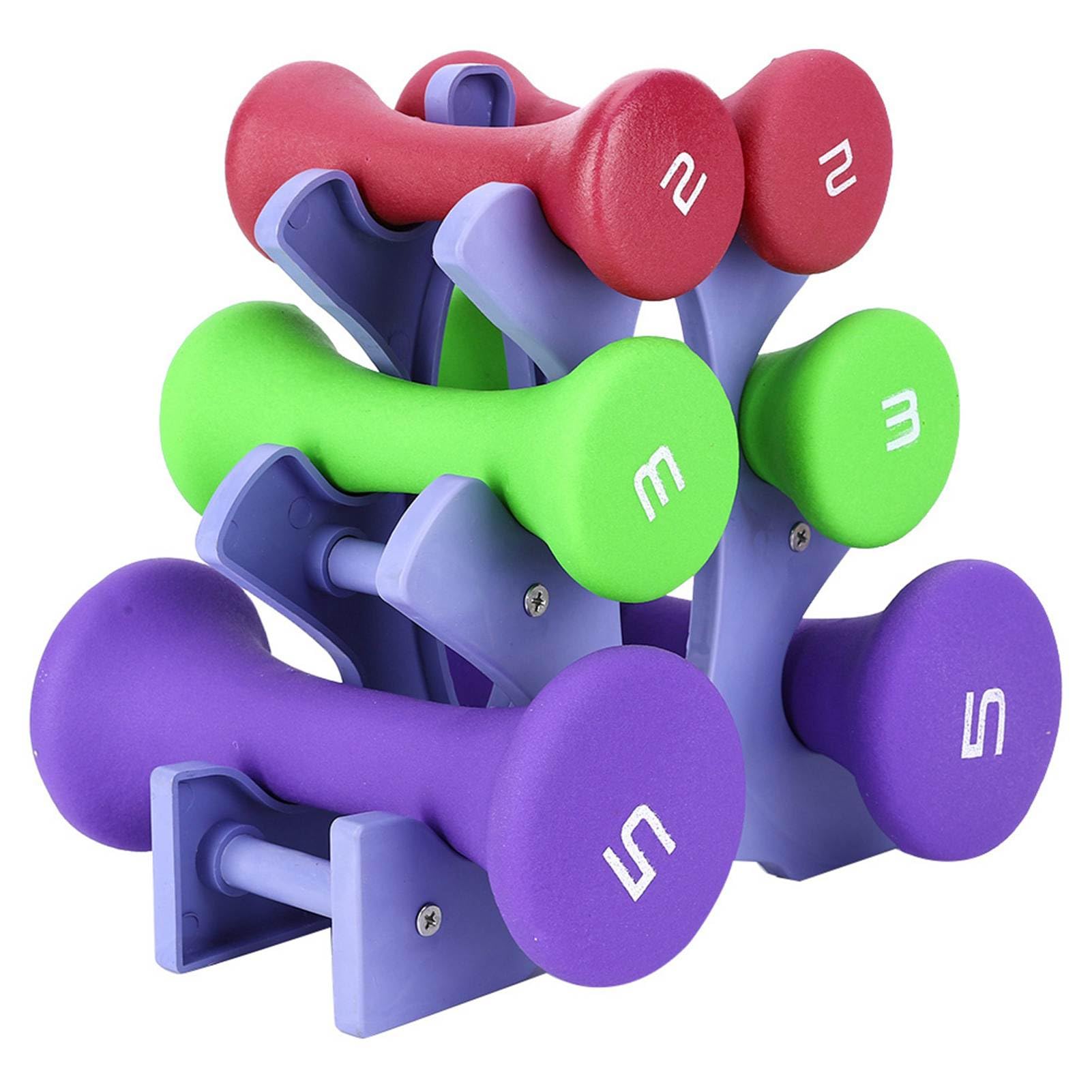 Respicefinem Gym Weights Set 6pcs Hand Fitness Weights with Holder Rack 2lb 3lb 5lb Women Exercise Weights for