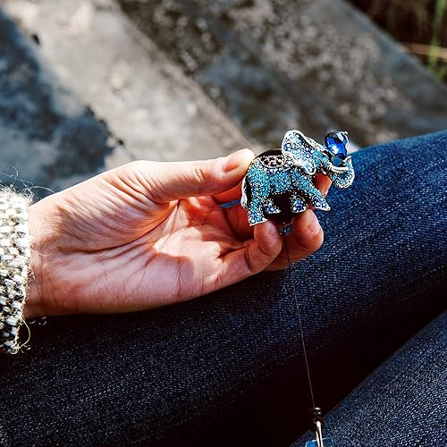 Miniatura 4 de Carrete de insignia de elefante azul brillante, soporte retráctil con clip para cinturón, clip de identificación y nombre para mujer enfermera