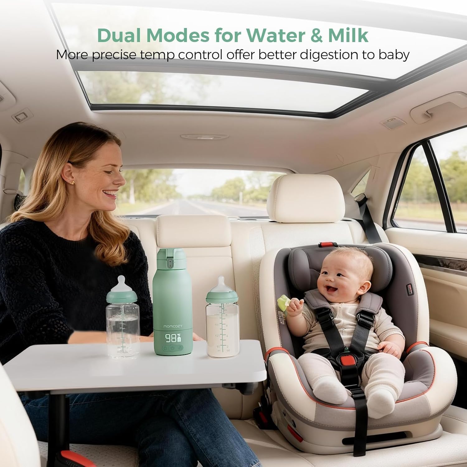 Momcozy Portable Bottle Warmer for Travel – Dual Heating Modes for Breast Milk & Water, Portable Milk Warmer with Fast Heating & Long Battery Life, 500ml Large Capacity to Meet Your All-Day Needs — view 3