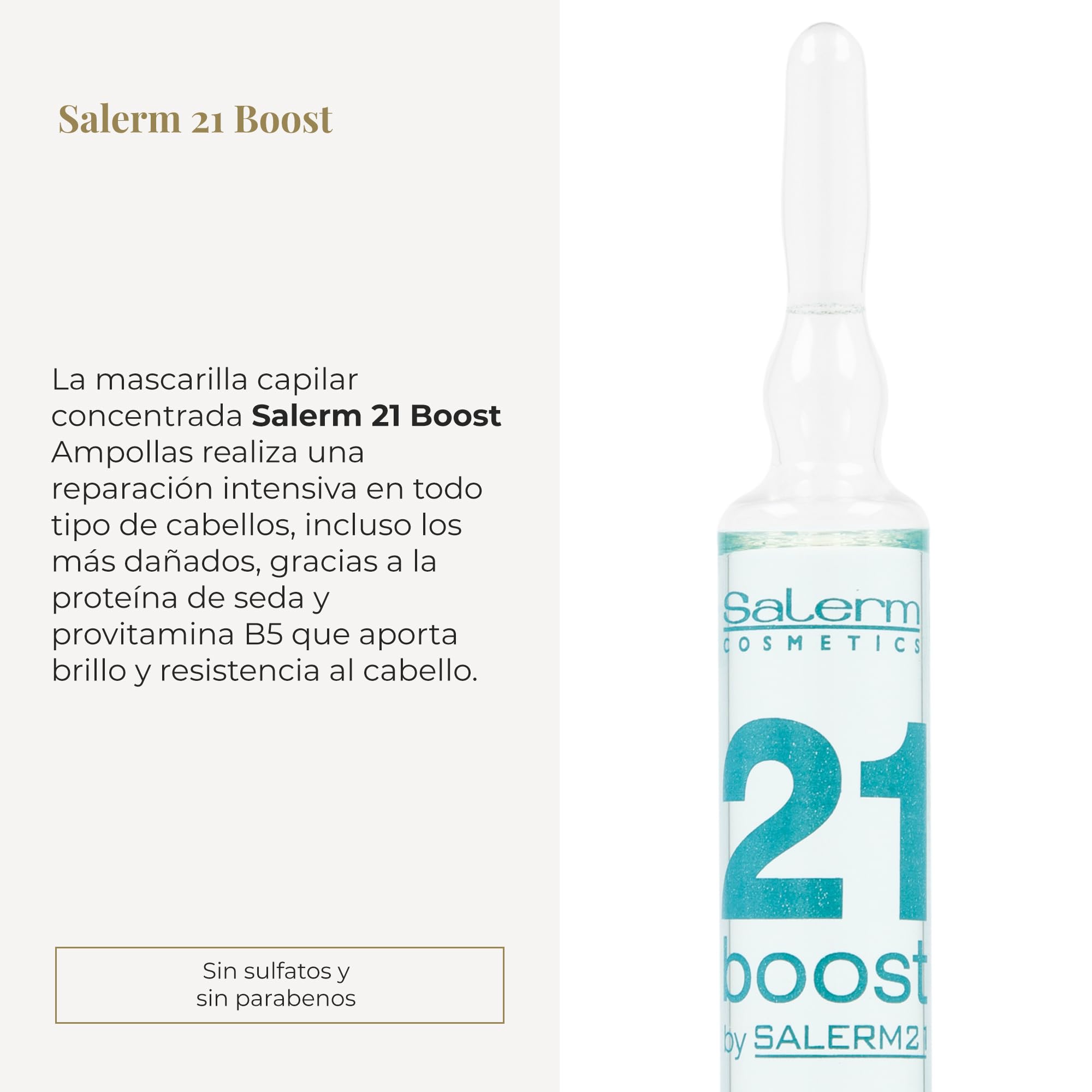 SALERM - Mascarilla Capilar Concentrada - Salerm 21 Boost Ampollas Hidratantes para el Cabello - 8 x 13 ml - Repara el Cabello - con Protector Térmico - Antipolución y Anti Frizz